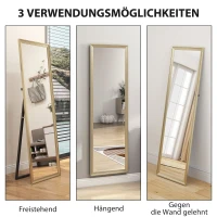 HOMCOM Staande Spiegel, flexibel plaatsbaar, 160 x 50 cm, Goudtint(m-5)