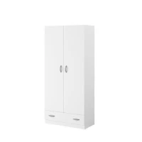 PARISOT Armoire 2 portes battantes + 1 tiroir - Panneaux de particules - Décor Blanc - L 78 cm x P 38 cm x H 170 cm - VARIA(m-1)