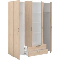Armoire chambre VARIA - Décor chene - 4 portes  battantes + 2 tiroirs - L 159,9 cm x P 51,3 cm x H 185 cm(m-4)