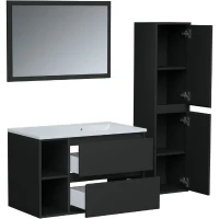 Ensemble DOMINO, set de salle de bain 80, vanity+vasque+miroir & colonne(m-6)