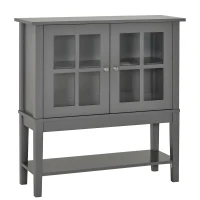HOMCOM Armario Auxiliar Interior para Cocina Salón Aparador Cocina de Almacenamiento Estilo Vitrina Multifuncional con Estantes Inferior Puertas Sisteme Antivuelco 80x28x84cm Color Gris(m-10)