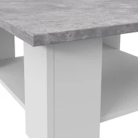 Table basse PILVI - Blanc et béton clair - Contemporain - L 67 x P 67 x H 31 cm(m-4)