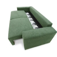 Canapé convertible 3 places JOSH - Tissu Loft Olive - Coffre de rangement - L 239 x P 117 x H 65 cm(m-6)