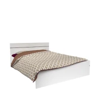 Chambre complete BOSTON : Lit adulte 140x190 + Commode + 2 Chevets - Décor blanc - Fabriqué en France(m-2)