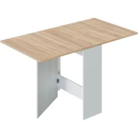 Table de cuisine rabattable FLY - Mélaminé blanc artik et chene - L 31/140 x P 77 x H 78 cm(m-1)