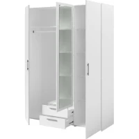 Armoire VARIA - Décor blanc - 3 portes  + 2 tiroirs + miroir - L 150 x H 200 x 51 cm(m-5)