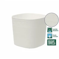 Pot avec réserve d'eau - GARDEN ID Respect - Blanc 40 x 40 cm - 100% déchets ménagers - 100% recyclable - Surface structurée.(m-2)