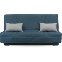 COMFORT BULTEX Banquette clic-clac - 3 places - Tissu bleu + Coussins déco gri(m-3)