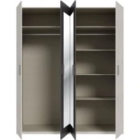 Armoire de chambre - ADRIA - Décor Chene cendré / Gris foncé - 4 portes battantes - 2 miroirs - L177,5 x P54,2 x H210,5 cm(m-5)