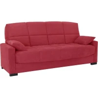 Clic clac 3 places MEGAN 14 - Tissu Soro rouge - Avec accoudoirs - Couchage 130x190 cm - L223 x P96 x H103 cm(m-3)