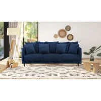 Canapé droit fixe 4 places - Tissu bleu - Classique - L 212 x P 93 cm - CONSTANCE(m-2)