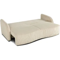 Canapé convertible 3 places - BARI - Velours cotelé - Perle - Coffre de rangement - 215 x 89 x 100 cm(m-4)