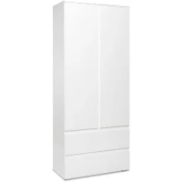Armoire IMAGE7 - 2 portes + 2 tiroirs - Blanc Mat - L80 x H191 x P40 cm(m-1)