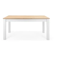 Table a manger extensible BERGEN - Décor chene artisan et blanc - Rallonge 55 cm - Jusqu'a 12 personnes - L 160-215 x P 90 x H 75 cm(m-6)