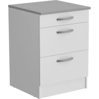 OSLO Meuble Bas 3 tiroirs + plan - Décor blanc - L 60 x P 60 x H 86 cm(m-1)