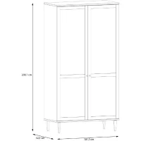 Armoire de chambre - 2 portes battantes - Décor Chene - Cannage - L110 x H208 x P54 cm - CALASETTA(m-6)