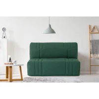 Banquette BZ DREAM - Tissu 100% Coton vert foret - Couchage 140x190 cm - Confort moelleux(m-2)