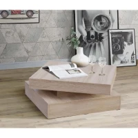 Table basse plateau rotatif - Carré - Chene - 78 x 78 x 36 cm - COFFEE(m-2)