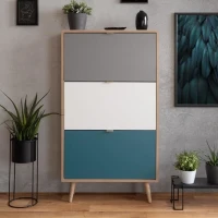 Finori Armoire a chaussures C-uba 42 Chene Sonoma et tricolore(m-1)