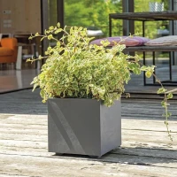 DEROMA Pot de fleurs Cube Millennium R - 25 x H25 cm - Anthracite - A réserve d'eau(m-4)