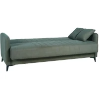 Canapé convertible - 3 places  - ENZO - Tissu vert foncé - 2 coussins - Coffre de rangement -  211 x 92 x 98 cm(m-5)