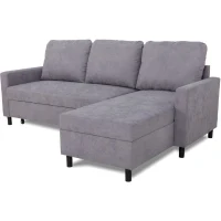 Canapé d'angle convertible - 4 places - AYA - Tissu Gris - Coffre - 212 x 144 x 87 cm(m-3)