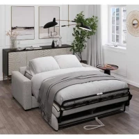 Canapé convertible express JOHN - 3 places - Tissu gris - 190 x 100 x 87 cm(m-6)