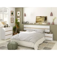 Commode 3 tiroirs - Décor chene et blanc - Finition satinée - L79 x P41 x H90 cm - TEMPUS(m-2)