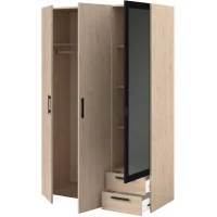 Armoire - Panneau de particules - Décor chene et noir - 3 portes droites - Essentiel - Chambre - 120.3x185x51.7 cm(m-6)