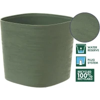 Pot avec réserve d'eau - GARDEN ID Respect - Vert de gris 25 x 25 cm - 100% déchets ménagers - 100% recyclable - Surface structurée.(m-2)