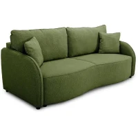 Canapé convertible BARI 3 places - Tissu olive - Coffre de rangement - L215 x H89 x P100 cm(m-1)