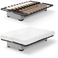 Banquette clic clac 3 places - Matelas 17 cm - Tissu gris clair - L199 x P96 x H103 cm - CHLoe(m-5)