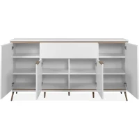 Buffet - ARONA 51B - Blanc / Chene artisan - 4 portes, 1 tiroir - 175 x 90 x 38 cm(m-2)