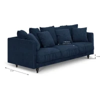 Canapé droit fixe 4 places - Tissu bleu - Classique - L 212 x P 93 cm - CONSTANCE(m-4)