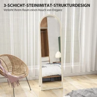 HOMCOM Lustrzany w całości, 50 x 160 cm, stojący, lustrzany do ściany, rama łukowa, biały(m-5)