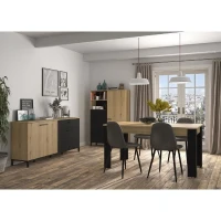 Table a manger extensible - GAMI - TRUST - Chene / Noir - 8 personnes - 160 x 90 x 77 cm(m-2)
