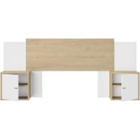 Tete de lit - ALIX - Extensible - Châtaignier naturel / Blanc - 246/226/206 x 34 x 91 cm - DIAGONE(m-5)