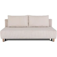 Canapé droit convertible 3 places GINO - Velours côtelé beige - Avec coffre - L 195 x H 89 x P 91 cm(m-3)