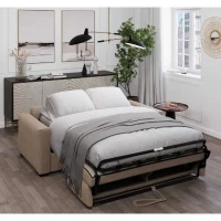 Canapé convertible express JOHN - 3 places - Tissu beige - 190 x 100 x 87 cm(m-6)