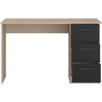 PARISOT Bureau droit 3 tiroirs - Décor chene/noir - L 121,4 x P 55 x H 74.5 cm - ESSENTIEL(m-6)