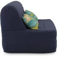 Banquette BZ - 2 places - Bleu Marine - Coussins Jungle - couchage 140 x 190 x 9 cm - Joe(m-4)