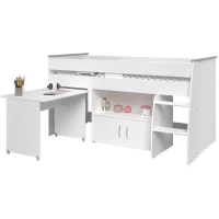 Lit combiné enfant PARISOT ZOLA - Blanc - 90x200 cm - Sommier inclus(m-1)