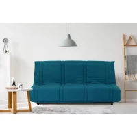 Banquette clic clac 3 places - Bleu canard - 100% coton - L 193 x P 92 cm - LENA(m-2)
