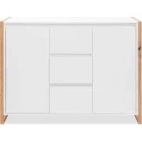 Buffet - DENVER - Chene artisan / Blanc - 2 portes - 3 tiroirs - 120 x 40 x 88 cm(m-2)
