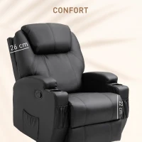 HOMCOM Fotoliu cu 8 Puncte de Masaj, 5 Modalități și 2 Intensități, cu Suport pentru Picioare, 84x92x109 cm, Negru(m-7)