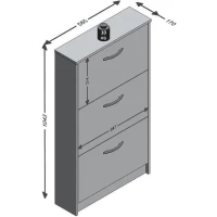 FMD Meuble a chaussures 3 compartiments inclinables Blanc L58,5 x  l17 x H168,3 cm(m-3)