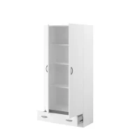 PARISOT Armoire 2 portes battantes + 1 tiroir - Panneaux de particules - Décor Blanc - L 78 cm x P 38 cm x H 170 cm - VARIA(m-5)