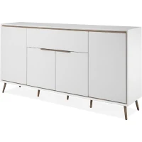 Buffet - ARONA 51B - Blanc / Chene artisan - 4 portes, 1 tiroir - 175 x 90 x 38 cm(m-4)