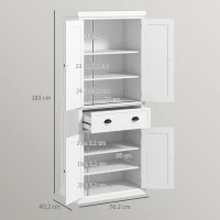 HOMCOM Credenza da cucina alta, con ripiani regolabili, 4 porte, grande cassetto, 76,2 x 40,2 x 183 cm Bianco(m-3)