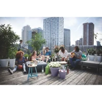 ELHO Pot de fleur Loft Urban Rond avec roues - Violet - Ø 38.5 x H 35 cm - Extérieur - 100% recyclé(m-4)